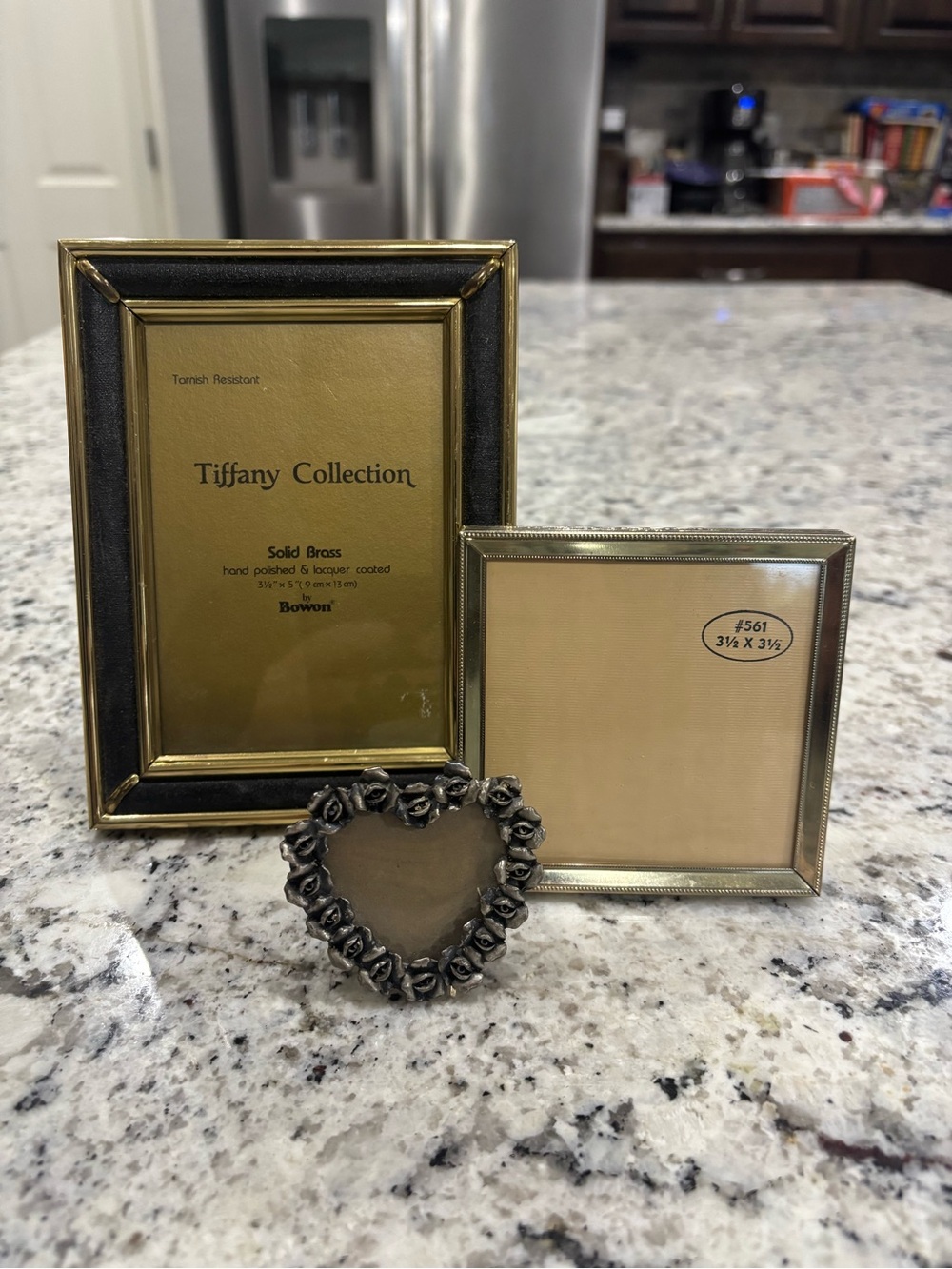 MCM Picture Frame Bundle Tiffany Collection Brass and Heart Frame